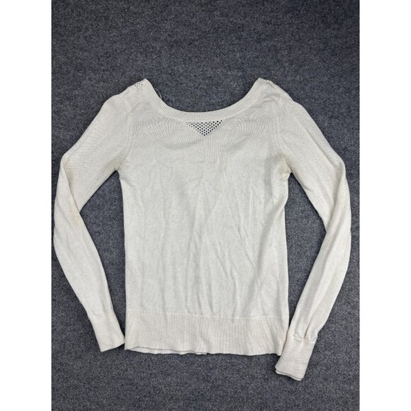 Lululemon Sweaters - Lululemon Sweater Womens Small White Knit Pullover Mesh Panel Long Sleeve Logo